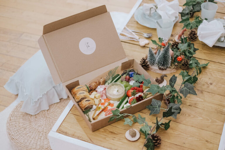 Kids grazing box filled with party treats
