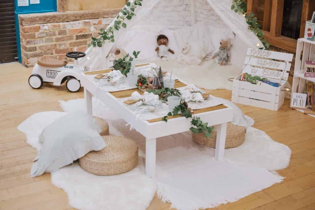 Kids hideaway play corner at a wedding