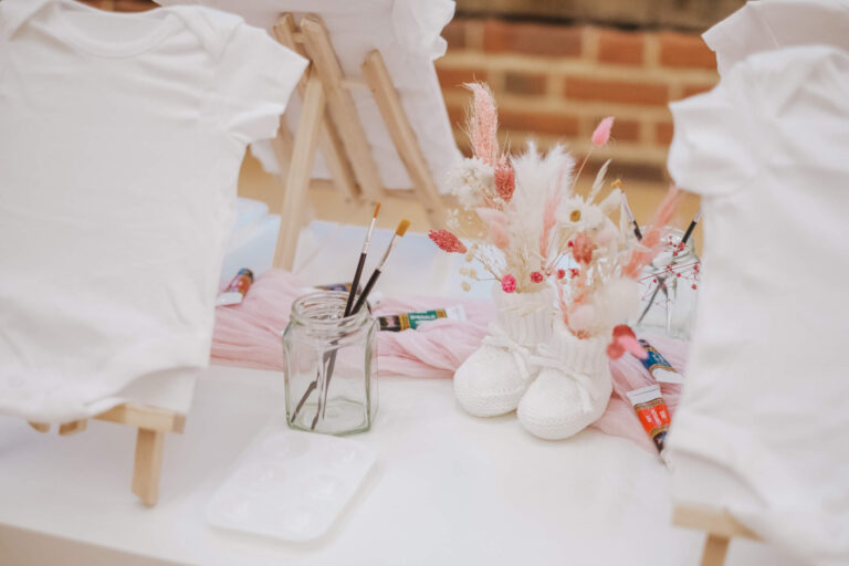 Jar of paintbrushes on the craft table