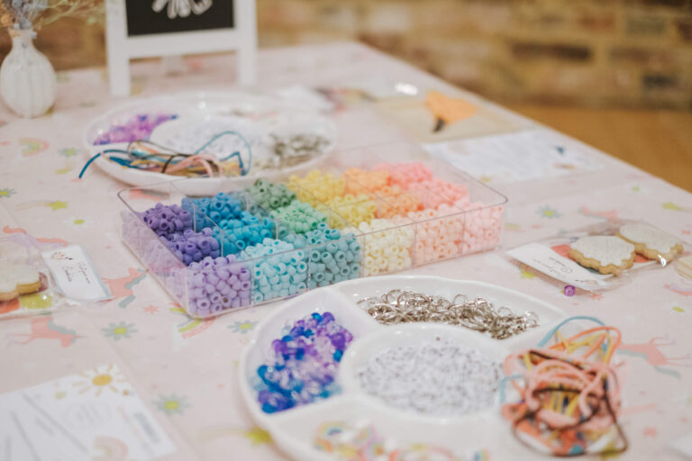 Rainbow bead trays craft detail
