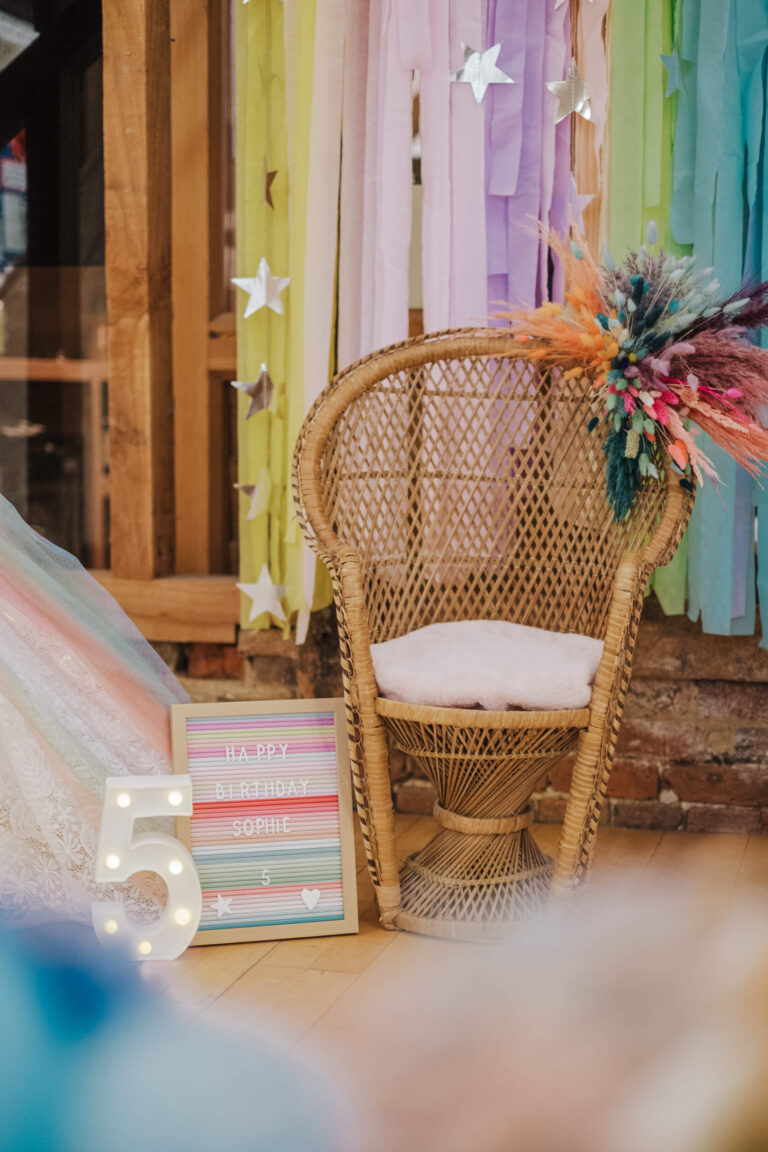Styled pamper corner with peacock chair