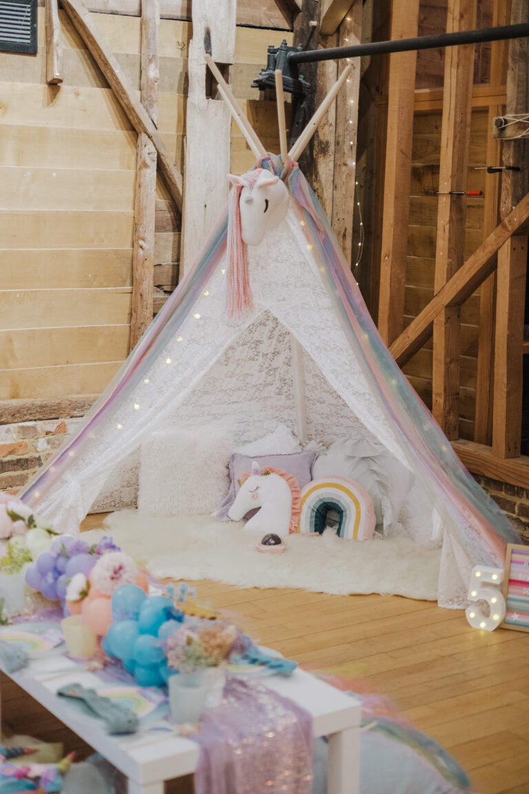 Sleepover teepee party setup