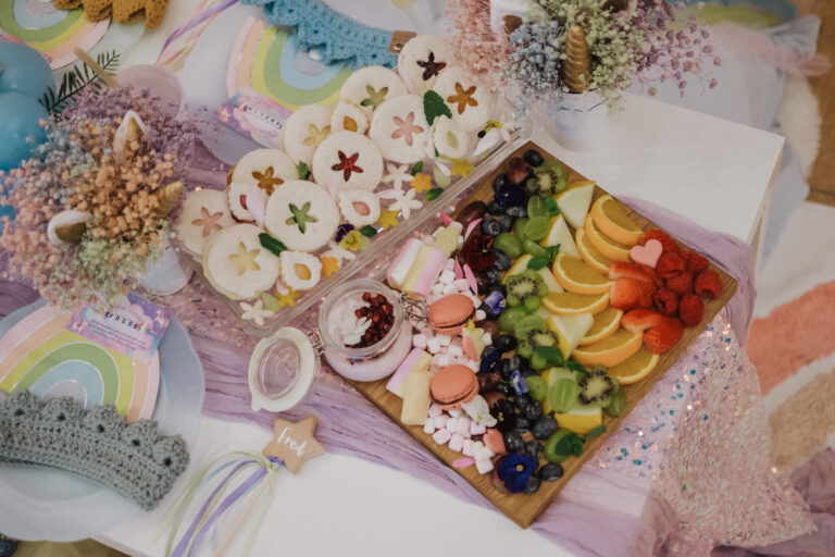 Rainbow fruit grazing board detail