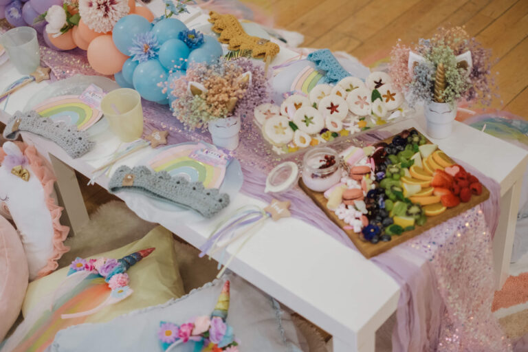 Children's picnic treat table with pastel styling